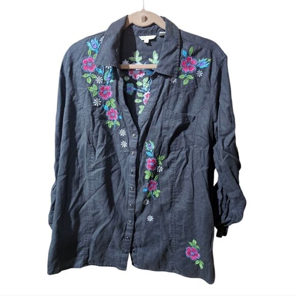 STETSON Embroidered Dark Gray Shirt - Size 3X - Picture 1 of 8